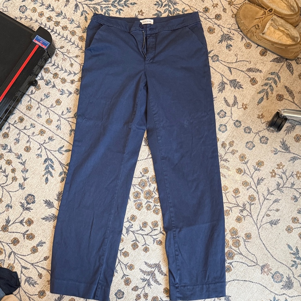 LILA RYAN Navy Blue Straight-Leg Chinos